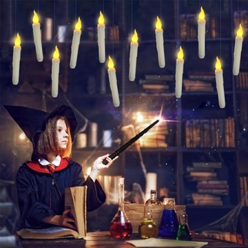 12x ПЛАВАЮЩАЯ СВЕТОДИОДНАЯ СВЕЧА С ДИСТАНЦИОННОЙ ПАЛОЧКОЙ БЕСПЛАМЕННЫЕ СВЕЧИ «ГАРРИ ПОТТЕР»
