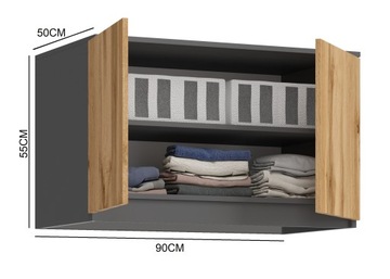 ШКАФ 90СМ MONIA 2D2SZ + ГРАФИТОВЫЙ ВЕРХНИЙ WOTAN