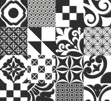 PŁYTKI PATCHWORK BIAŁY CZARNY MARMUR BŁYSZCZACE 60x60 PODŁOGOWE SCIENNE