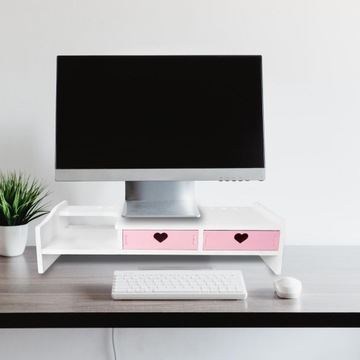 Настольная подставка Органайзер Полка для компьютера Держатель для клавиатуры 2 Розовый ящик