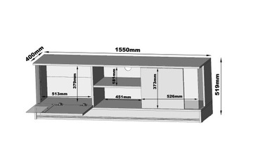 ШКАФ ДЛЯ ТЕЛЕВИЗОРА EFECTO 6 155см МАТОВЫЙ БЕЛЫЙ ГЛЯНЕЦ + LED