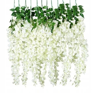 12 SZT Glicynia 110 Cm Kwiaty Girlanda Biała XXL