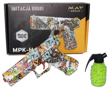 Metalowy Pistolet na kulki strzałki Glock Grafitti HJ311K + GRANAT KULEK