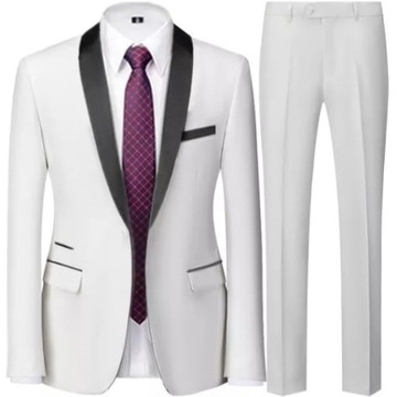 MD garnitur męski marynarka + spodnie | XL biały