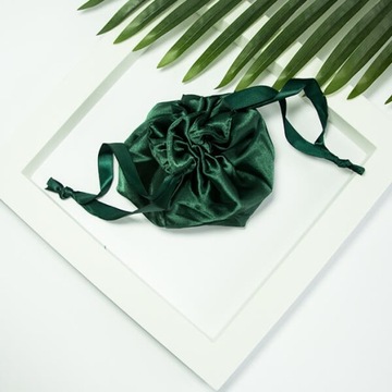 Атласный спальный комплект с повязкой на голову, резинкой и сумкой YEYE Green