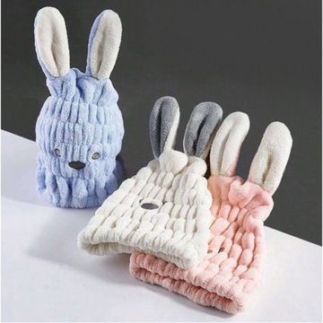 Быстросохнущее полотенце-тюрбан для волос - белый кролик REC55WZ1