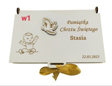 Pamiątka chrztu świętego, pudełko na pieniądze chrzest, grawer