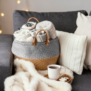 НАБОР ИЗ 3 КОРЗИН ИЗ НАТУРАЛЬНОЙ ПЛЕТЕННОЙ МОРСКОЙ ТРАВЫ