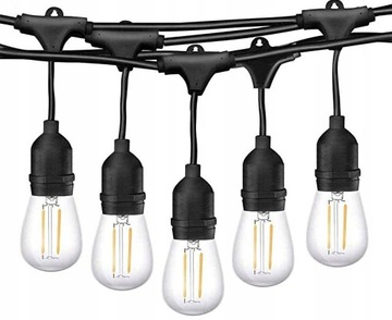 GIRLANDA ŚWIETLNA Z ŻARÓWKAMI LED FILAMENT 2W 15mb