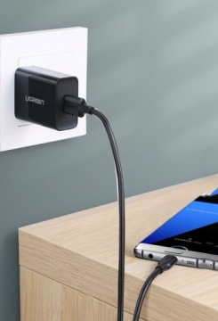 Никелированный кабель USB-C 3.0 UGREEN 1м черный