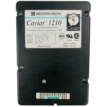 Dysk twardy 3,5'' WD Caviar 1210 ATA 212MB RETRO