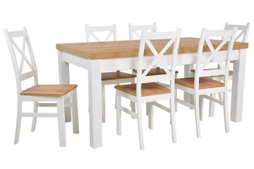 6 x krzesło krzyżak i stół 90x160/210 cm CRAFT