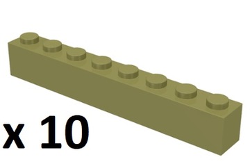 10 szt. Lego Cegła 1 x 8 oliwkowozielony 3008