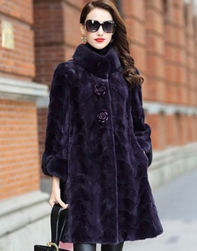 Luksusowy Płaszcz Futro z Norek Mink Fur 40 L
