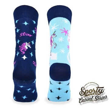 Яркие асимметричные хлопковые носки Unicorn