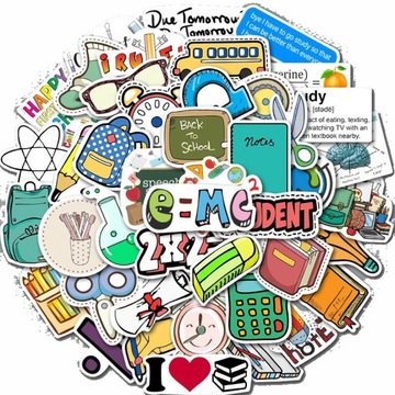 NAKLEJKI wodoodporne STICKERSY MIX SZKOŁA 50szt