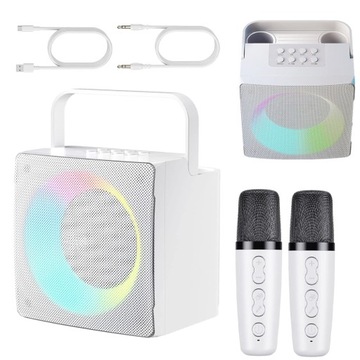 Беспроводной светодиодный динамик для караоке BT + 2 микрофона