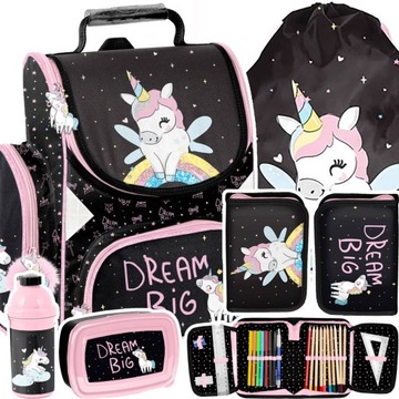 ZESTAW 3w1 TORNISTER SZKOLNY JEDNOROŻEC UNICORN