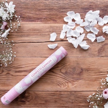 Фантастическая трубка конфетти с лепестками белых роз, 40 см.