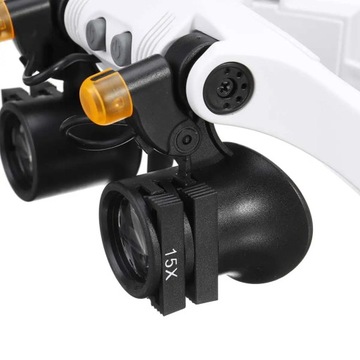 OKULARY JUBILERSKIE NAPRAWA LUPA 25X OPASKA NA GŁOWĘ OKULARY PRECYZYJNE LED