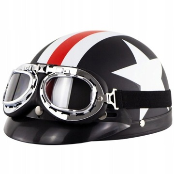KASK MOTOCYKLOWY HEŁM RETRO GOGLE