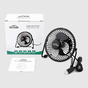 Настольный USB-вентилятор Simbr, черный, ТИХИЙ, 14 СМ