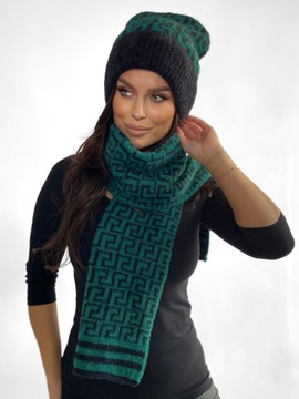 ЖЕНСКИЙ КОМПЛЕКТ ШАПКА БИНИ ШАРФ ШАРФ БОЛЬШОЙ ТЕПЛЫЙ КОМПЛЕКТ ДЛЯ ЗИМНИХ ЦВЕТОВ