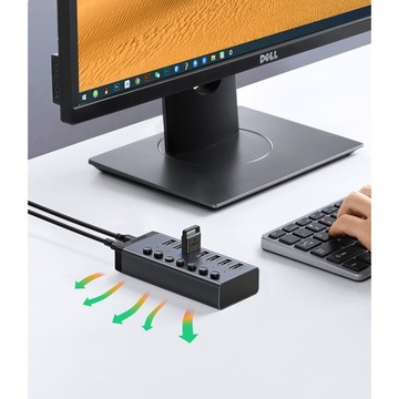 АДАПТЕР UGREEN HUB МНОГОФУНКЦИОНАЛЬНЫЙ РАЗВЕТВИТЕЛЬ USB / USB C - PD 7x USB A 3.0