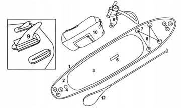 САП-ДОСКА ДЛЯ ПЛАВАНИЯ 350 СМ, НАДУВАННАЯ, ВЕСЛО С ВЕСЛОМ