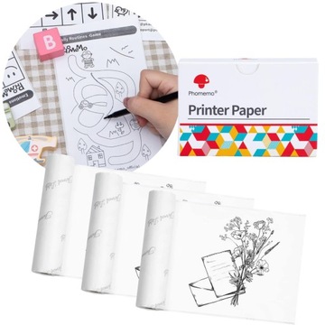 Taśma termiczna biała papier 53mmx8m do Phomemo M02 M02S M02PRO M03 3szt