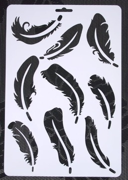 SZABLON PLASTIKOWY decoupage A4 pióra, piórka