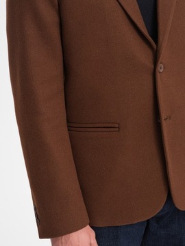 Мужская повседневная куртка на пуговицах шоколадно-коричневого цвета V1 OM-BLZB-0118 XXL