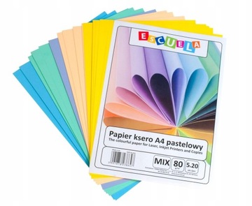 ESCUELA KOLOROWY PAPIER KSERO A4 100K PASTELOWY