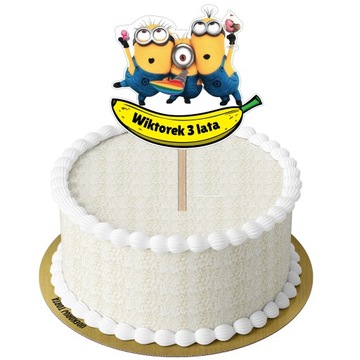 Topper kolorowy urodzinowy minionki +IMIĘ