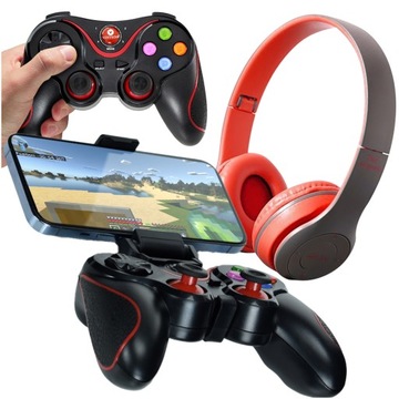 KONTROLER GAMEPAD PAD BLUETOOTH DO TELEFONU+SŁUCHAWKI NAUSZNE BEZPRZEWODOWE
