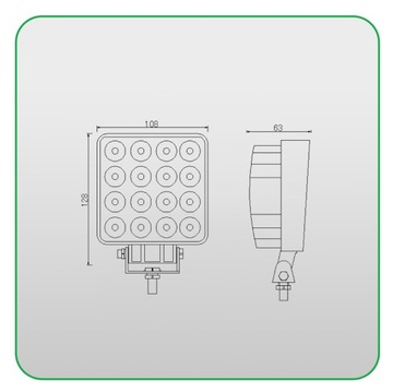 РАБОЧАЯ ЛАМПА 16x LED 43W 2100LM КВАДРАТНЫЙ ПРОТОК для винтов