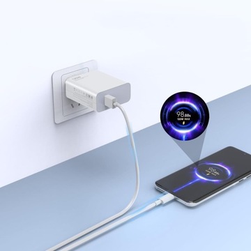 БЫСТРОЕ ЗАРЯДНОЕ УСТРОЙСТВО 120 Вт ДЛЯ XIAOMI HONGMI USB TYPE-C + КАБЕЛЬ