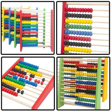 РАЗНОЦВЕТНЫЙ ДЕРЕВЯННЫЙ ШКОЛЬНЫЙ АБАБУС С 10 РЯДАМИ БУСИН