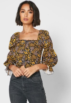 TOPSHOP BLUZKA KWIATY MARSZCZONA HISZPANKA XS 34