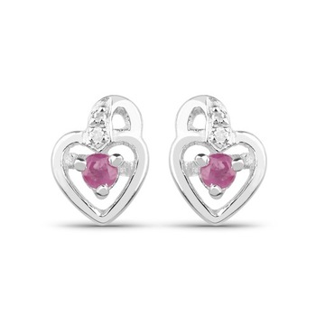 SREBRNE KOLCZYKI NATURALNY RUBIN I DIAMENTY
