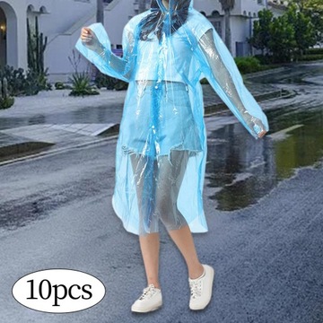 10 одноразовых плащей Плащ с капюшоном и шнурком для экстренной помощи синий