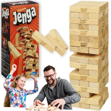 HASBRO JENGA - towarzyska gra imprezowa rodzinna dla dzieci i dorosłych
