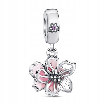 Charms Srebro 925 Zawieszka Kwiatek Magnolia