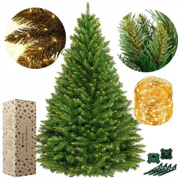 CHOINKA SZTUCZNA ŚWIERK SKANDYNAWSKI SYBERYJSKI 220 cm + DRUCIK LED ZESTAW