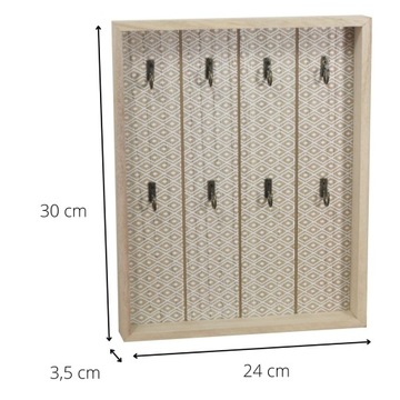 Вешалка для ключей бежево-коричневая доска с 6 КРЮЧКАМИ