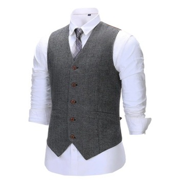 Men's Herringbone Wool Tweed Slim Fit Leisure Cott