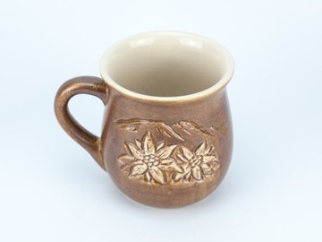 глиняная кружка, керамика, 0,4л, Колда Бендзин, эдельвейс, декор в фолк-парзенице