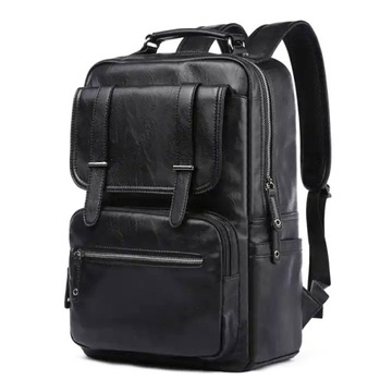 PLECAK MĘSKI JAKOŚĆ MIEJSKI ELEGANCKI LAPTOP KIESZEŃ STYLOWY CZARNY