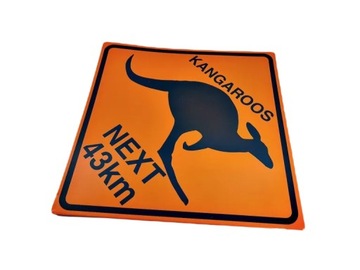 МЕТАЛЛИЧЕСКИЙ ДОРОЖНЫЙ ЗНАК «КАНГУР СЛЕДУЮЩИЙ» 43 КМ