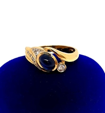 Złoty pierścionek z diamentami i szafirem PR.583 W:4,76gr R.18 InterSKLEP